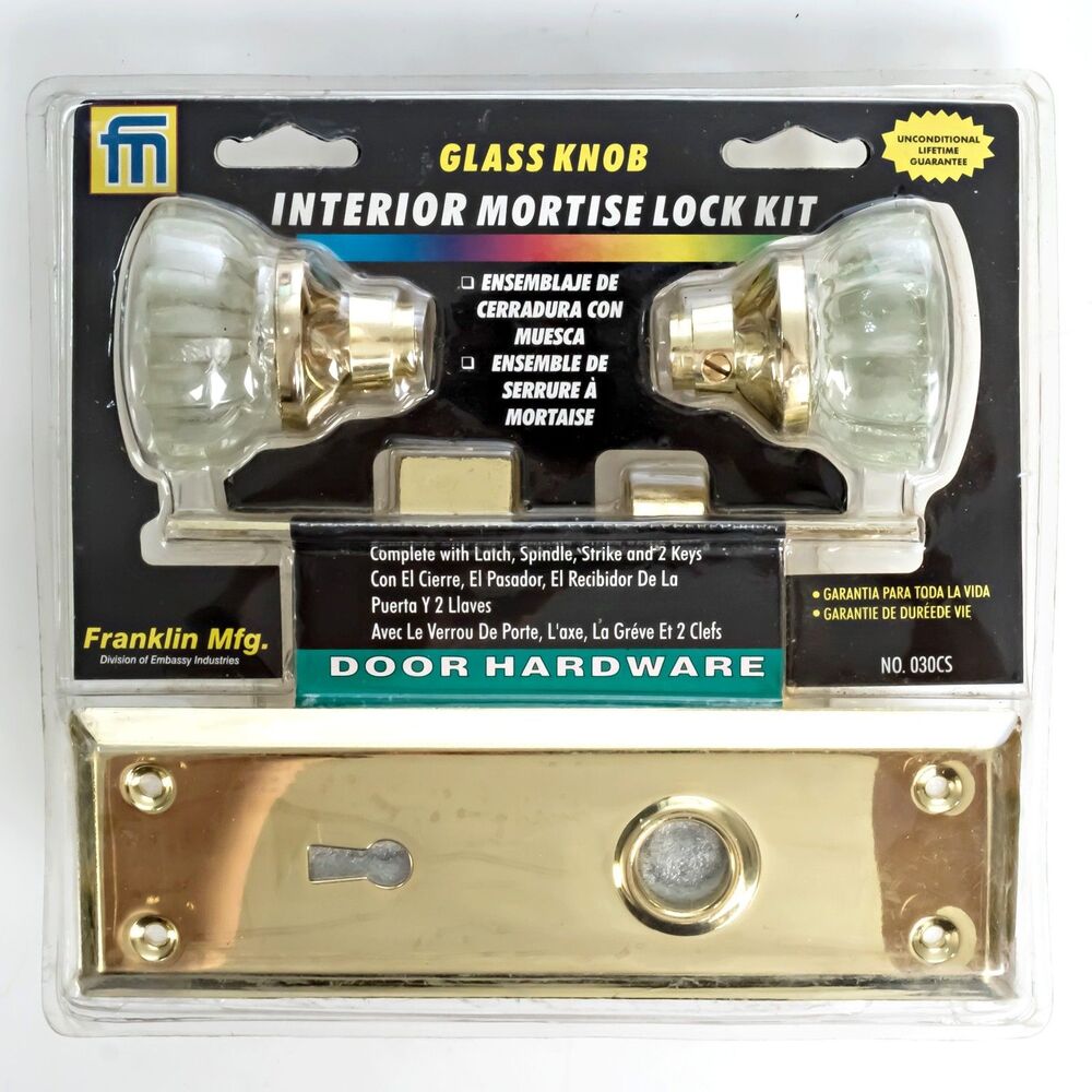 NEW Franklin Mfg Glass Knob interior Mortise Lock Kit w/ Hardware